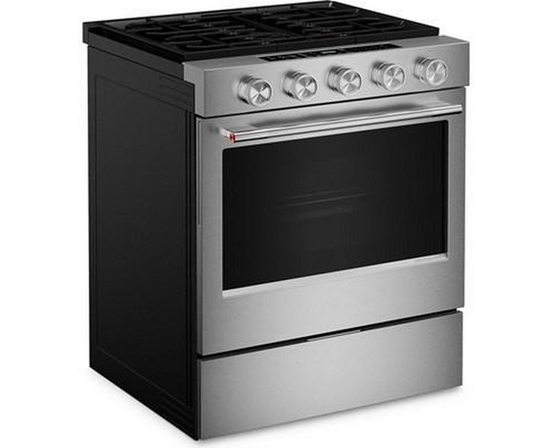 KitchenAid 30-Inch Smart Slide-In Gas Range With Convection Cooking Modes And 2-In-1 Burner - KSGS530SPS