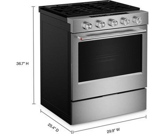 KitchenAid 30-Inch Smart Slide-In Gas Range With Convection Cooking Modes And 2-In-1 Burner - KSGS530SPS
