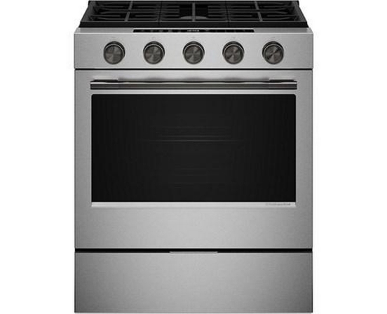 KitchenAid 30-Inch Smart Slide-In Gas Range With Convection Cooking Modes And 2-In-1 Burner - KSGS530SPS