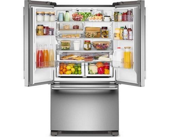 KitchenAid 36-Inch, 20 Cu. Ft. Counter-Depth French 3-Door Refrigerator With Water Dispenser - KRFC136SPS