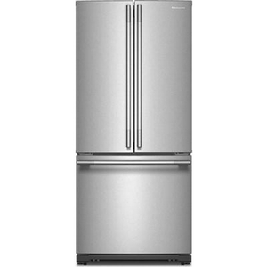 KitchenAid 30-Inch, 20 Cu. Ft. Freestanding French 3-Door Refrigerator With Water Dispenser - KRFF330SPS