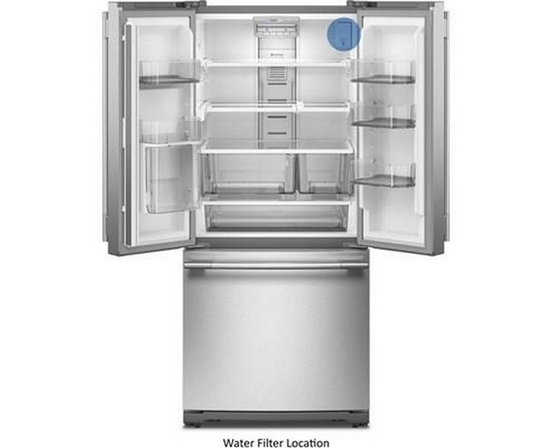 KitchenAid 30-Inch, 20 Cu. Ft. Freestanding French 3-Door Refrigerator With Water Dispenser - KRFF330SPS