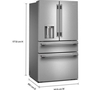 KitchenAid 36-Inch, 29.51 Cu. Ft. Freestanding French 4-Door Refrigerator With Water And Ice Dispensing System - KRMF436SPS
