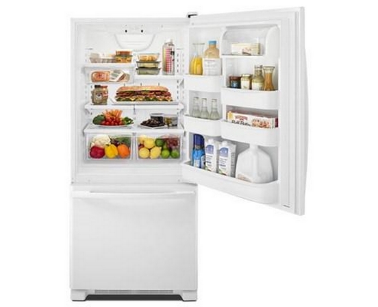 Amana 30-Inch, 18 Cu. Ft. Bottom Mount Freezer Refrigerator - ABB1924BRW