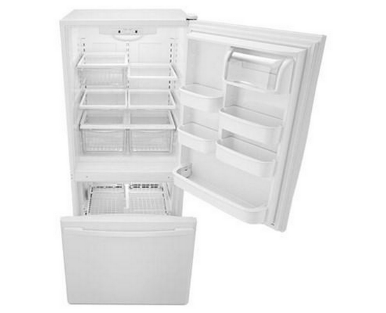 Amana 30-Inch, 18 Cu. Ft. Bottom Mount Freezer Refrigerator - ABB1924BRW