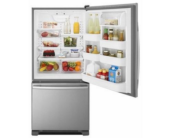 Amana 30-Inch, 18 Cu. Ft. Bottom Mount Freezer Refrigerator - ABB1924BRM