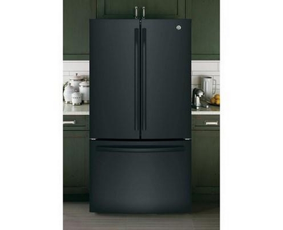 GE 36-Inch, 27 Cu.Ft. Freestanding French 3-Door Refrigerator With Internal Water Dispenser - GNE27JGMBB