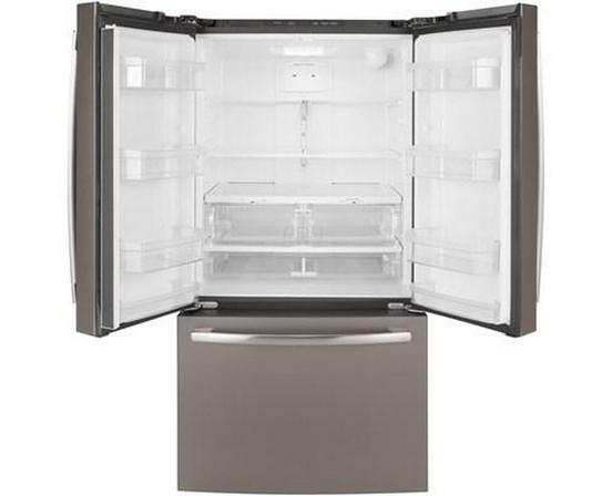 GE 36-Inch, 27 Cu.Ft. Freestanding French 3-Door Refrigerator With Internal Water Dispenser - GNE27JMMES