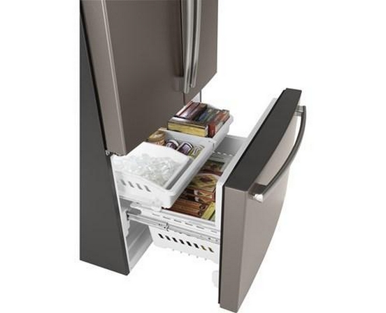 GE 36-Inch, 27 Cu.Ft. Freestanding French 3-Door Refrigerator With Internal Water Dispenser - GNE27JMMES