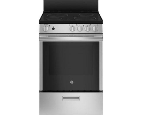 GE 24-Inch Freestanding Electric Range With Removable Backguard - JCAS640RMSS