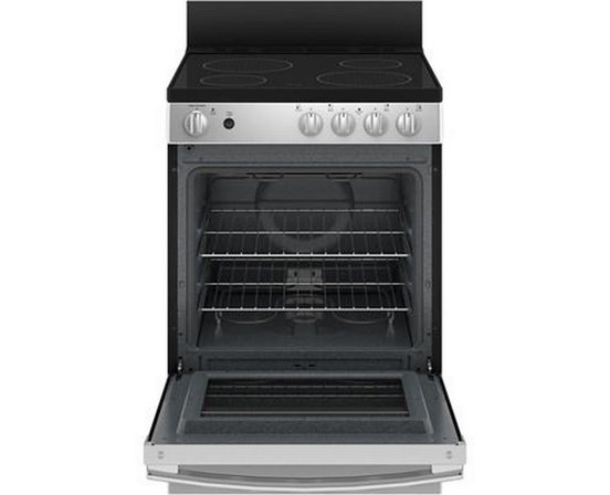 GE 24-Inch Freestanding Electric Range With Removable Backguard - JCAS640RMSS