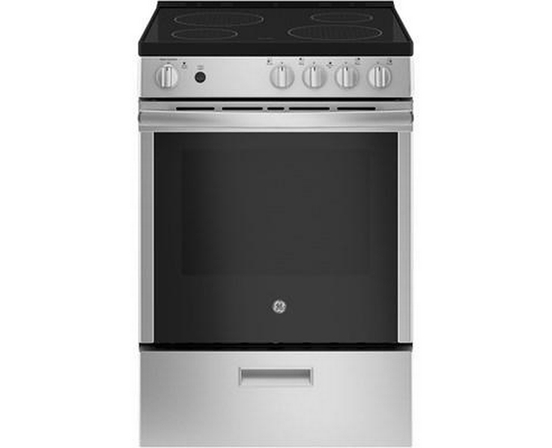GE 24-Inch Freestanding Electric Range With Removable Backguard - JCAS640RMSS