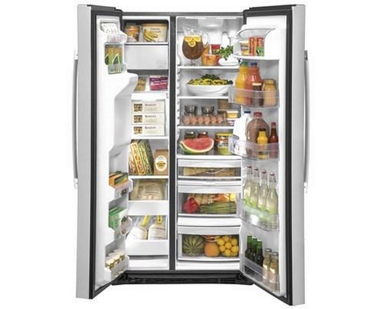 GE 36-Inch, 21.8 Cu.Ft. Counter-Depth Side-By-Side Refrigerator With Water And Ice Dispensing System - GZS22IYNFS