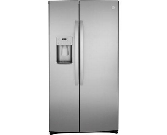 GE 36-Inch, 25.1 Cu.Ft. Freestanding Side-By-Side Refrigerator With Water And Ice Dispensing System - GSS25IYNFS