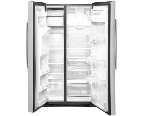GE 36-Inch, 25.1 Cu.Ft. Freestanding Side-By-Side Refrigerator With Water And Ice Dispensing System - GSS25IYNFS