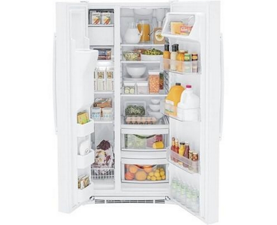 GE 33-Inch, 23 Cu. Ft. Side-By-Side Refrigerator With Water And Ice Dispensing System - GSS23GGPWW