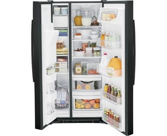 GE 33-Inch, 23 Cu. Ft. Side-By-Side Refrigerator With Water And Ice Dispensing System - GSS23GGPBB