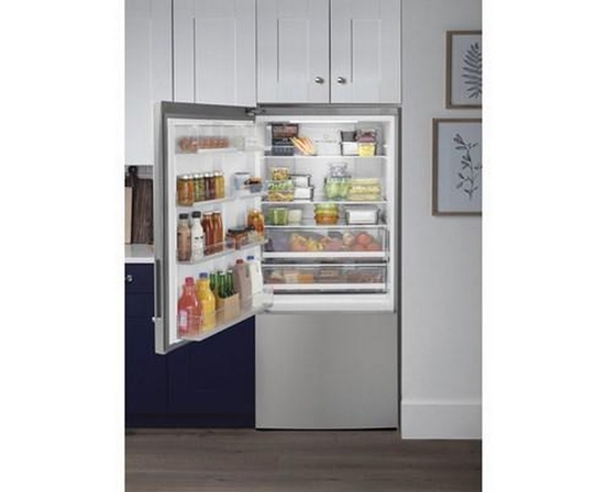 GE 32-Inch, 17.7 Cu.Ft. Counter-Depth Bottom Freezer Refrigerator With Led Lighting - GBE17HYRFS