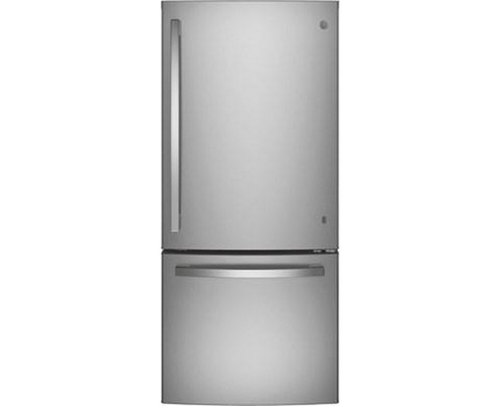 GE 30-Inch, 21 Cu.Ft. Freestanding Bottom Freezer Refrigerator With Interior Ice Maker - GDE21EYKFS