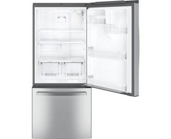 GE 30-Inch, 21 Cu.Ft. Freestanding Bottom Freezer Refrigerator With Interior Ice Maker - GDE21EYKFS