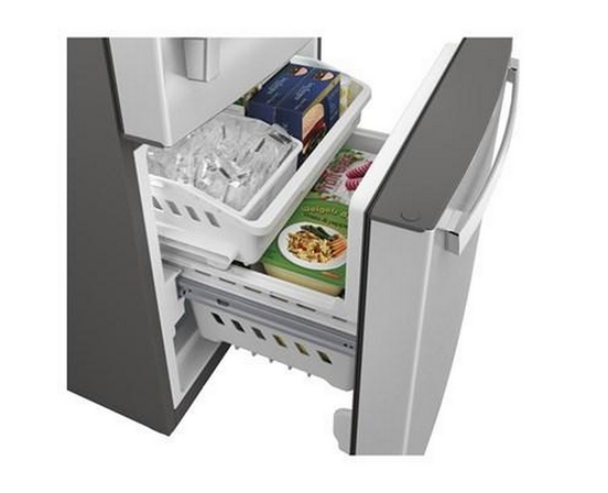 GE 30-Inch, 21 Cu.Ft. Freestanding Bottom Freezer Refrigerator With Interior Ice Maker - GDE21EYKFS