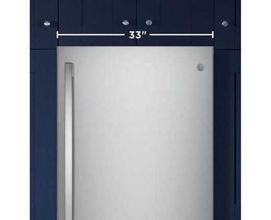 GE 33-Inch, 24.8 Cu.Ft. Freestanding Bottom Freezer Refrigerator With Interior Ice Maker - GDE25EYKFS
