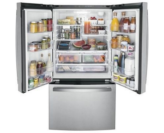 GE 36-Inch, 21.9 Cu.Ft. Counter-Depth French 3-Door Refrigerator With Interior Ice Maker - GWE22JYMFS