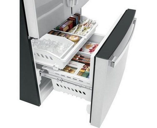 GE 36-Inch, 21.9 Cu.Ft. Counter-Depth French 3-Door Refrigerator With Interior Ice Maker - GWE22JYMFS