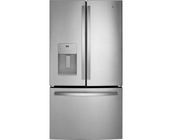 GE 36-Inch, 20.6 Cu.Ft. Counter-Depth French 3-Door Refrigerator With Exterior Ice Maker - GYE21JYMFS