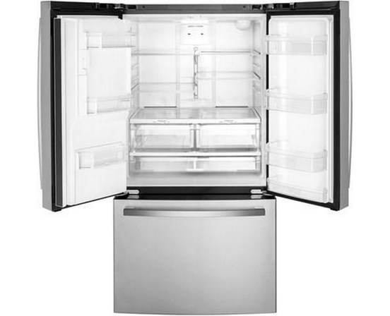 GE 36-Inch, 20.6 Cu.Ft. Counter-Depth French 3-Door Refrigerator With Exterior Ice Maker - GYE21JYMFS
