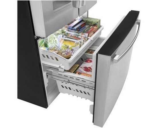 GE 36-Inch, 20.6 Cu.Ft. Counter-Depth French 3-Door Refrigerator With Exterior Ice Maker - GYE21JYMFS